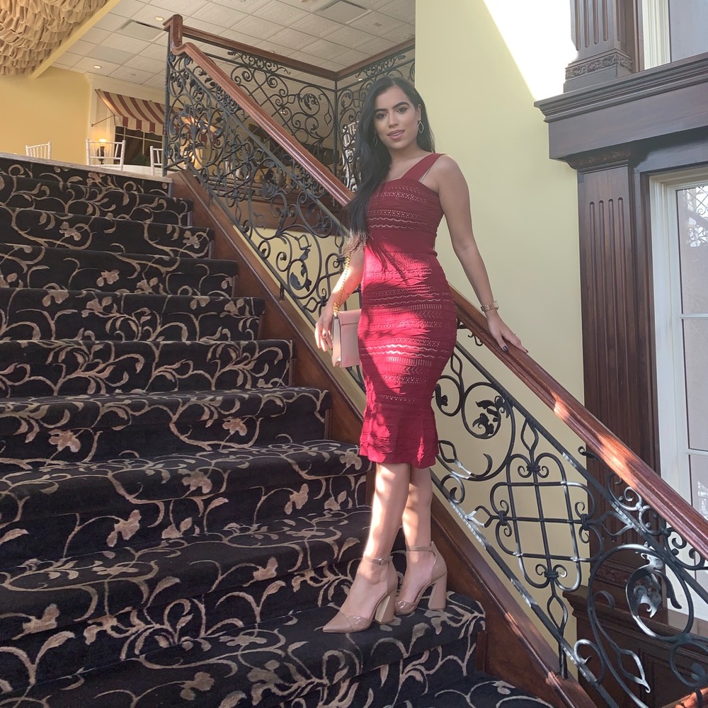 Burgundy  midi mermaid dress